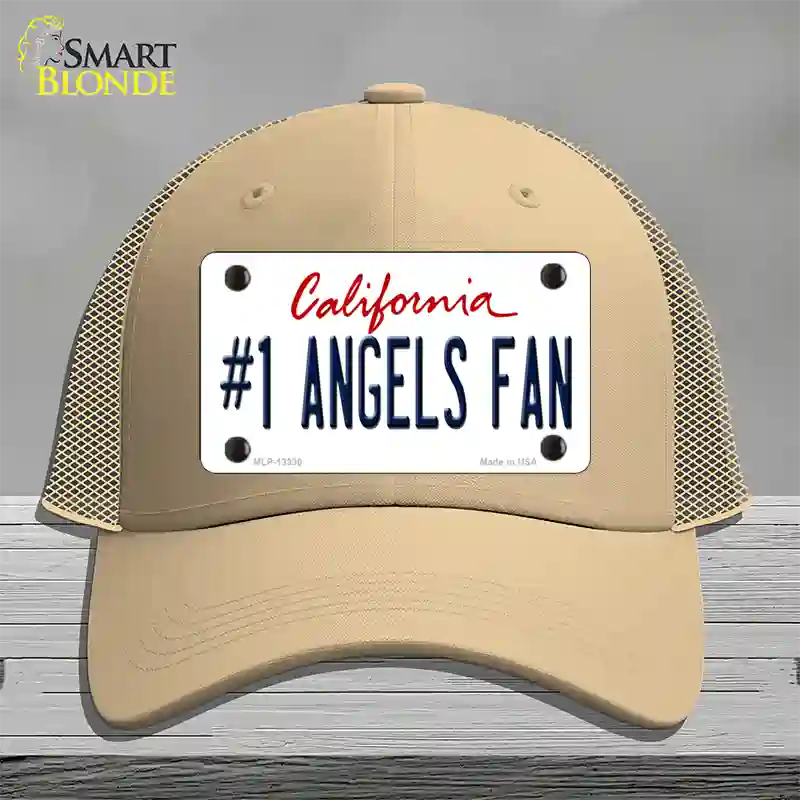 Number 1 Angels Fan Novelty License Plate Hat Tag Mesh / Khaki