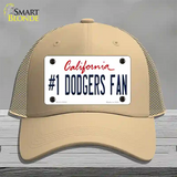 Number 1 Dodgers Fan Novelty License Plate Hat Tag Mesh / Khaki