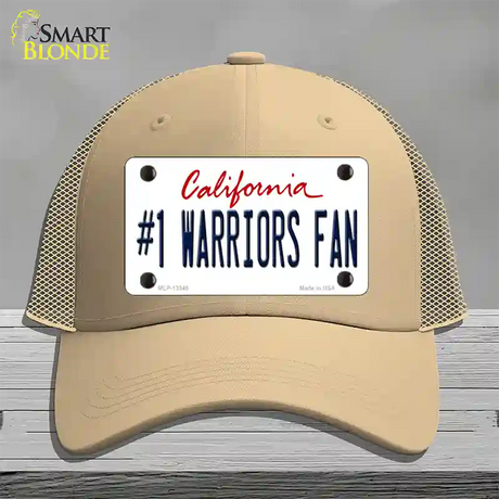 Number 1 Warriors Fan Novelty License Plate Hat Tag Mesh / Khaki