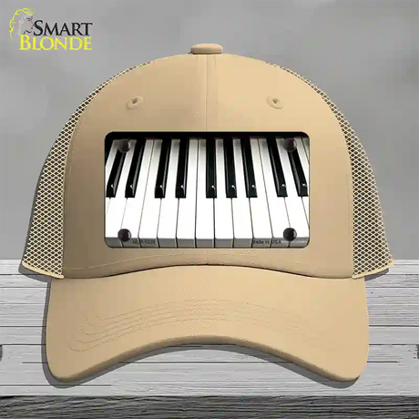 Piano Key board Novelty License Plate Hat Mesh / Khaki