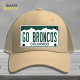 Go Broncos Novelty License Plate Hat Tag Mesh / Khaki