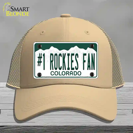 Number 1 Rockies Fan Novelty License Plate Hat Tag Mesh / Khaki