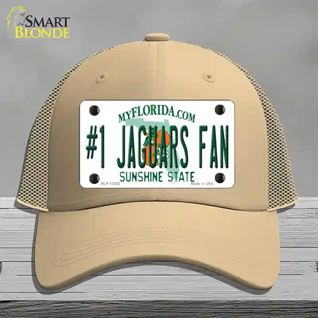 Number 1 Jaguars Fan Novelty License Plate Hat Tag Mesh / Khaki