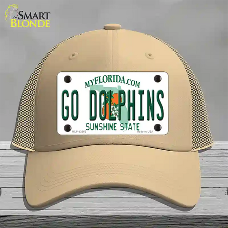 Go Dolphins Novelty License Plate Hat Tag Mesh / Khaki