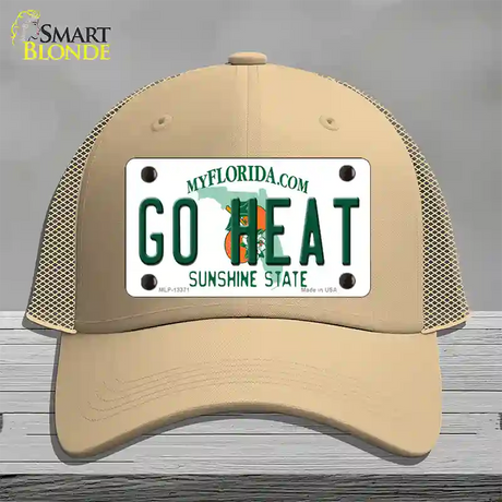 Go Heat Novelty License Plate Hat Tag Mesh / Khaki