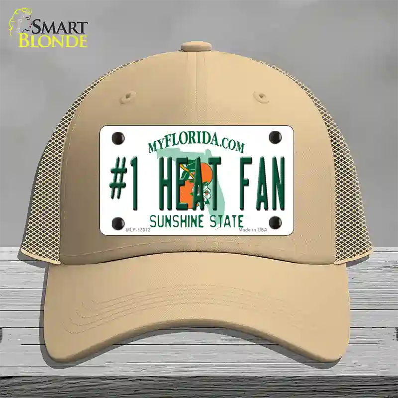 Number 1 Heat Fan Novelty License Plate Hat Tag Mesh / Khaki