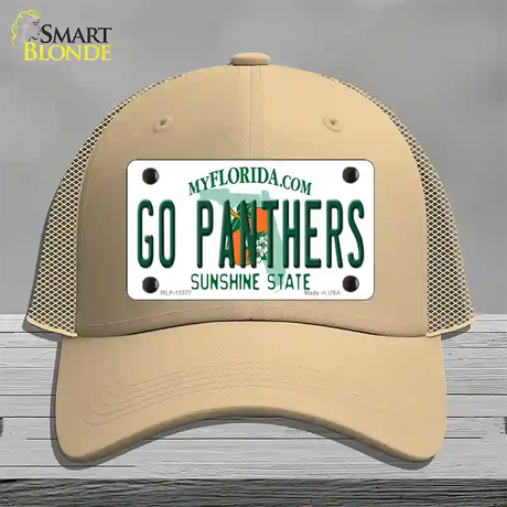 Go Panthers Novelty License Plate Hat Tag Mesh / Khaki