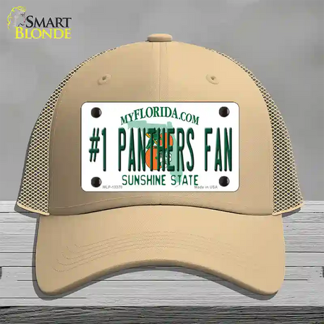 Number 1 Panthers Fan Novelty License Plate Hat Tag Mesh / Khaki