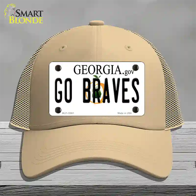 Go Braves Novelty License Plate Hat Tag Mesh / Khaki