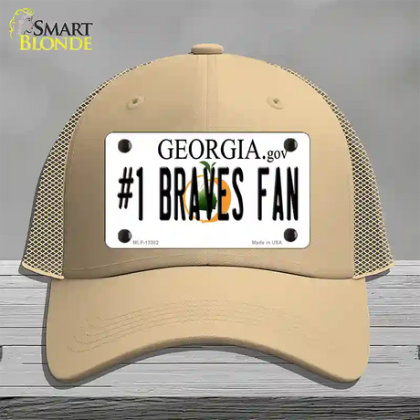 Number 1 Braves Fan Novelty License Plate Hat Tag Mesh / Khaki