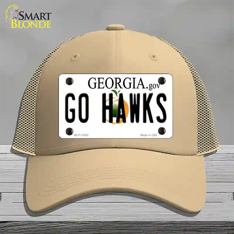 Go Hawks Novelty License Plate Hat Tag Mesh / Khaki