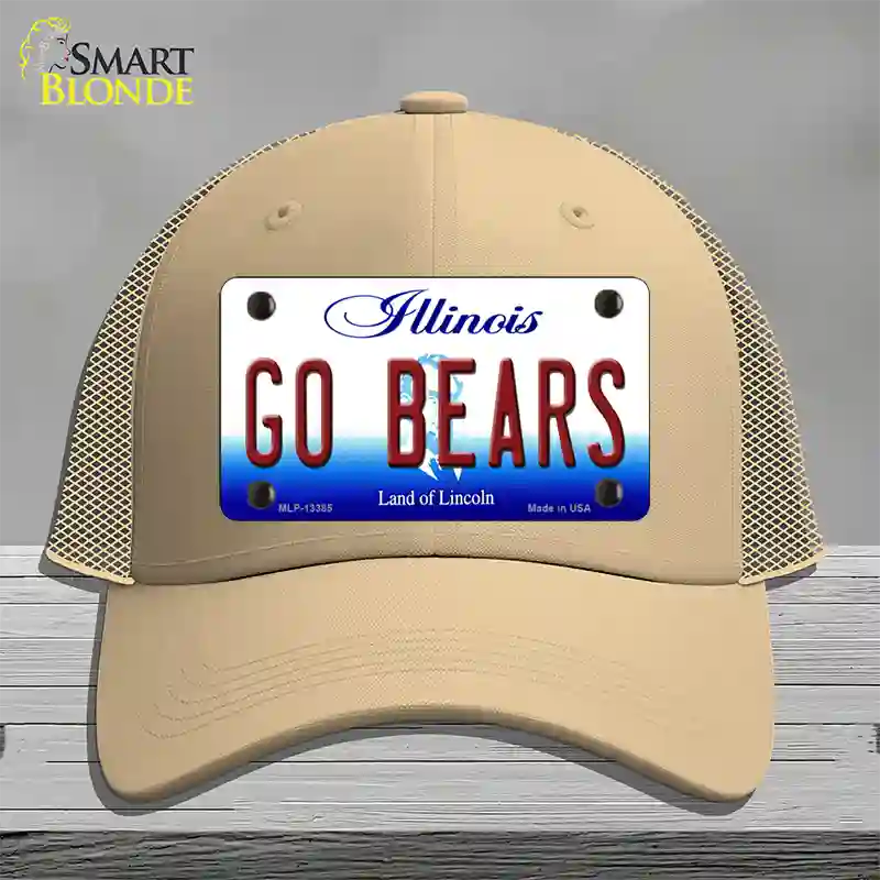 Go Bears Novelty License Plate Hat Tag Mesh / Khaki