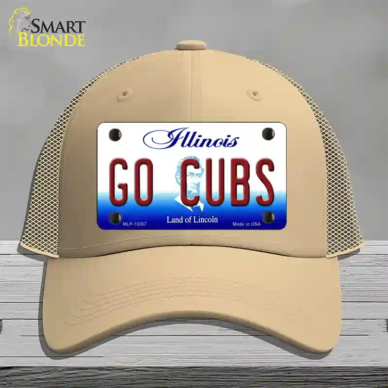 Go Cubs Novelty License Plate Hat Tag Mesh / Khaki