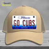 Go Cubs Novelty License Plate Hat Tag Mesh / Khaki