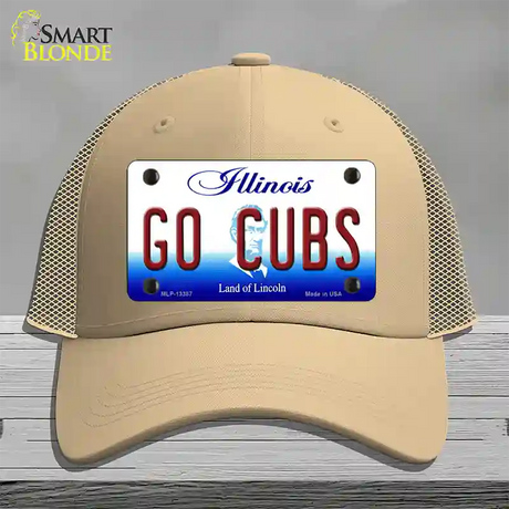 Go Cubs Novelty License Plate Hat Tag Mesh / Khaki