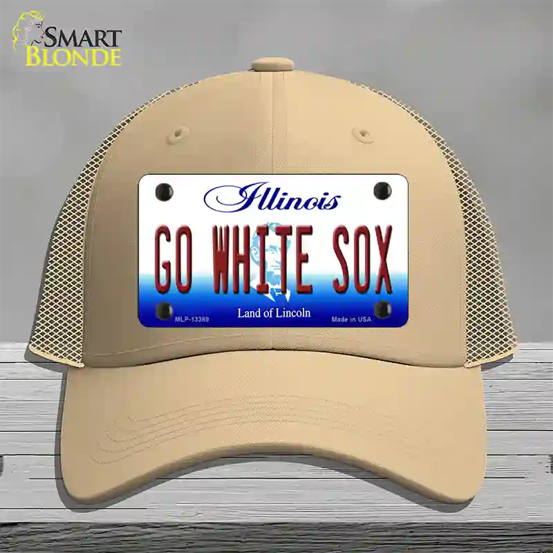 Go White Sox Novelty License Plate Hat Tag Mesh / Khaki