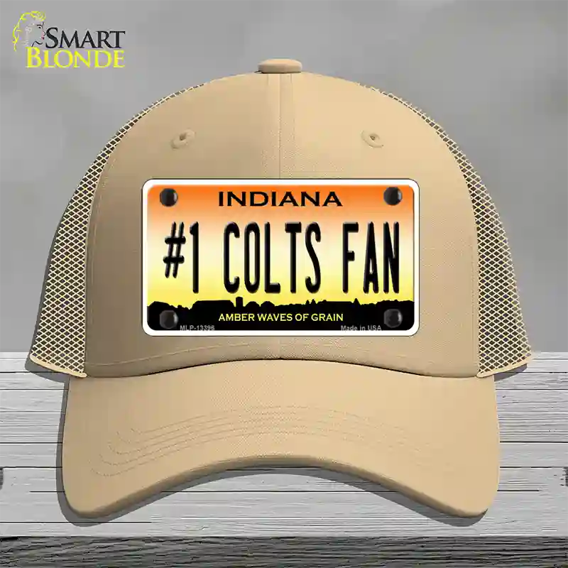 Number 1 Colts Fan Novelty License Plate Hat Tag Mesh / Khaki