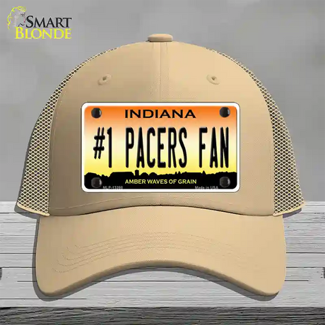 Number 1 Pacers Fan Novelty License Plate Hat Tag Mesh / Khaki