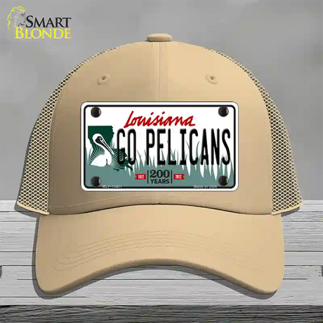 Go Pelicans Novelty License Plate Hat Tag Mesh / Khaki