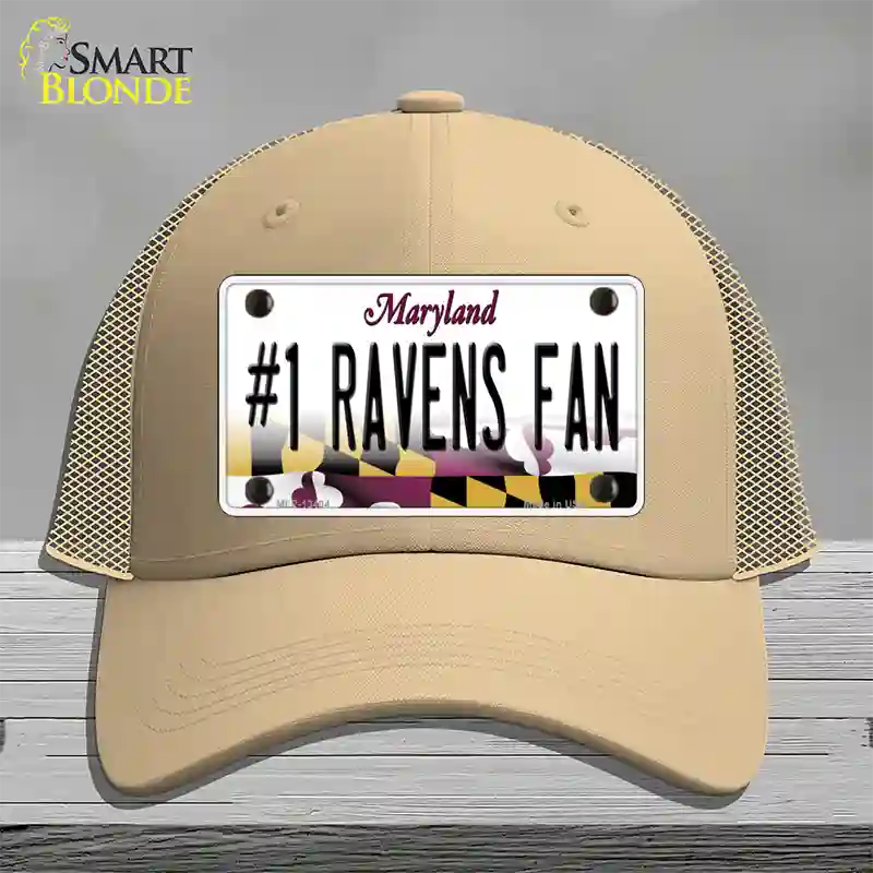 Number 1 Ravens Fan Novelty License Plate Hat Tag Mesh / Khaki