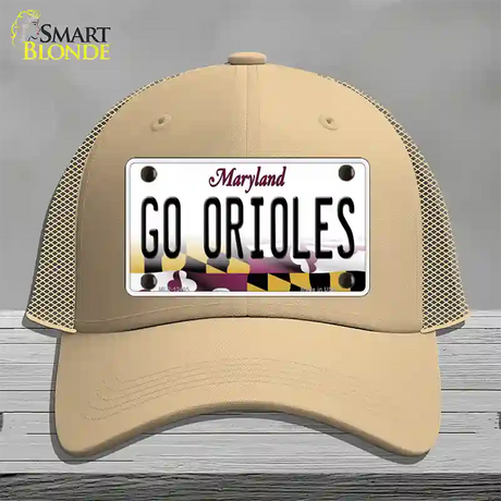 Go Orioles Novelty License Plate Hat Tag Mesh / Khaki