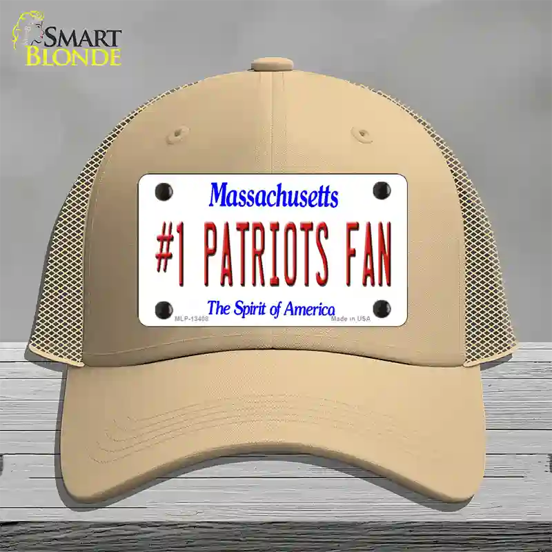 Number 1 Patriots Fan Novelty License Plate Hat Tag Mesh / Khaki