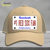 Number 1 Red Sox Fan Novelty License Plate Hat Tag Mesh / Khaki