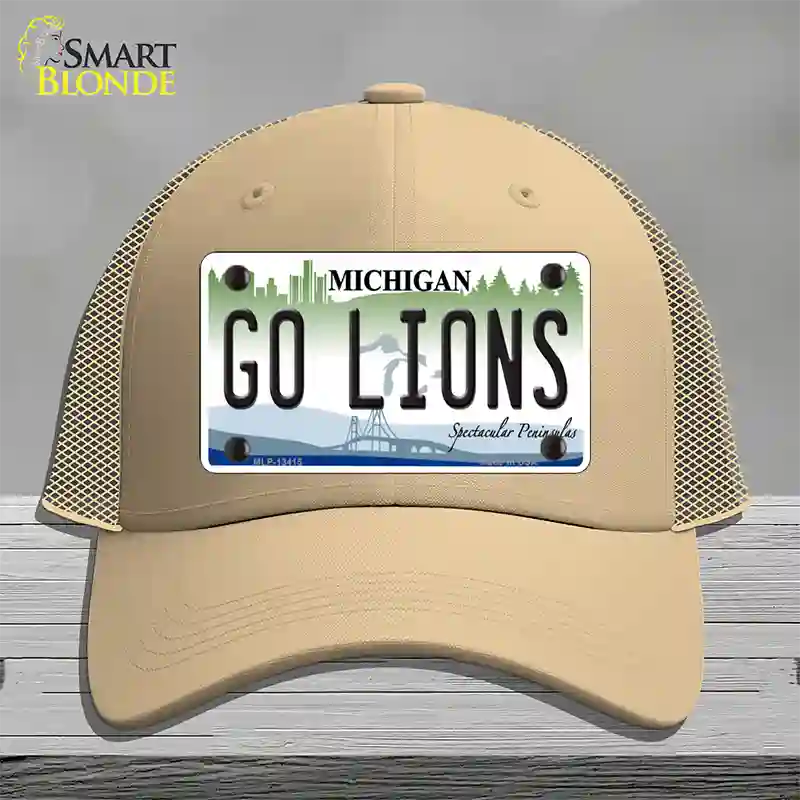 Go Lions Novelty License Plate Hat Tag Mesh / Khaki