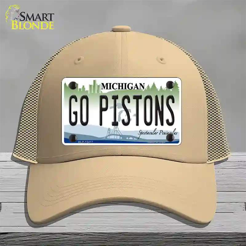 Go Pistons Novelty License Plate Hat Tag Mesh / Khaki