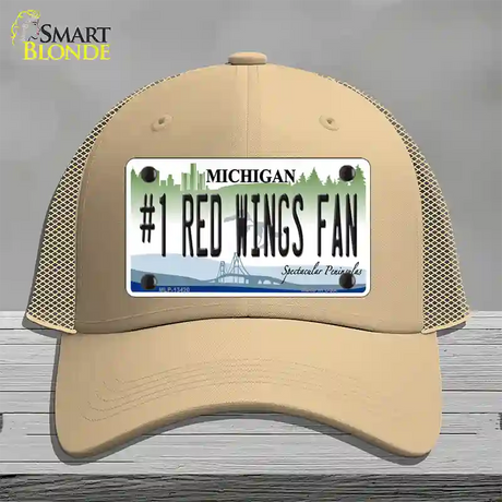 Number 1 Red Wings Fan Novelty License Plate Hat Tag Mesh / Khaki