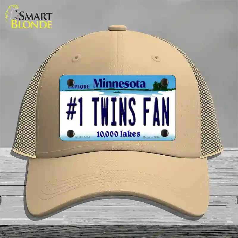 Number 1 Twins Fan Novelty License Plate Hat Tag Mesh / Khaki