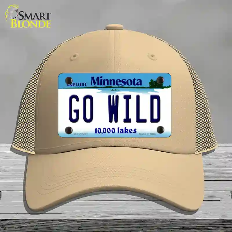 Go Wild Novelty License Plate Hat Tag Mesh / Khaki