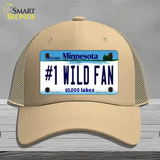 Number 1 Wild Fan Novelty License Plate Hat Tag Mesh / Khaki