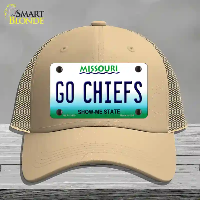 Go Chiefs Novelty License Plate Hat Tag Mesh / Khaki