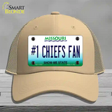 Number 1 Chiefs Fan Novelty License Plate Hat Tag Mesh / Khaki