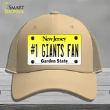 New Jersey Number 1 Giants Fan Novelty License Plate Hat Tag Mesh / Khaki