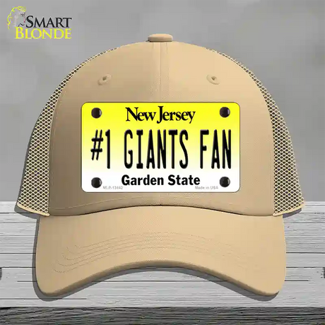 New Jersey Number 1 Giants Fan Novelty License Plate Hat Tag Mesh / Khaki