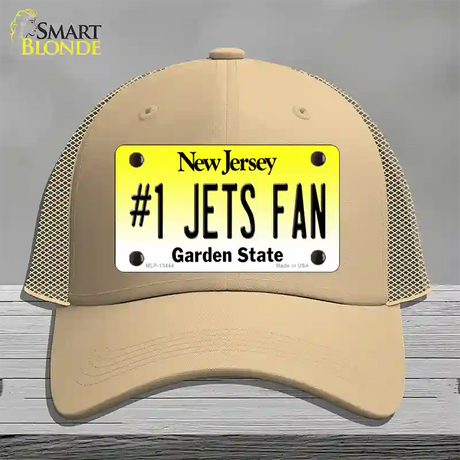 Number 1 Jets Fan Novelty License Plate Hat Tag Mesh / Khaki