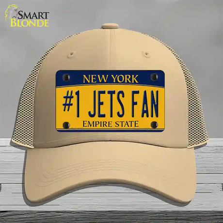 Number 1 Jets Fan New York Novelty License Plate Hat Tag Mesh / Khaki