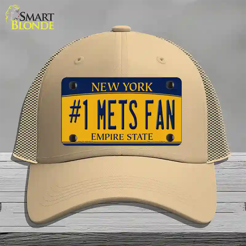 Number 1 Mets Fan Novelty License Plate Hat Tag Mesh / Khaki