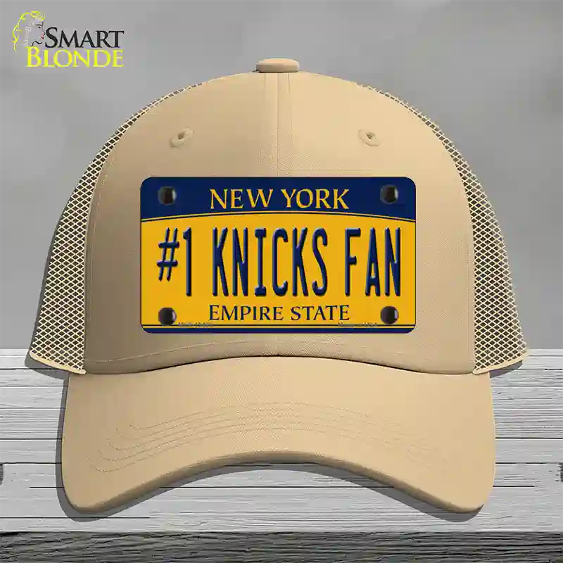 Number 1 Knicks Fan Novelty License Plate Hat Tag Mesh / Khaki