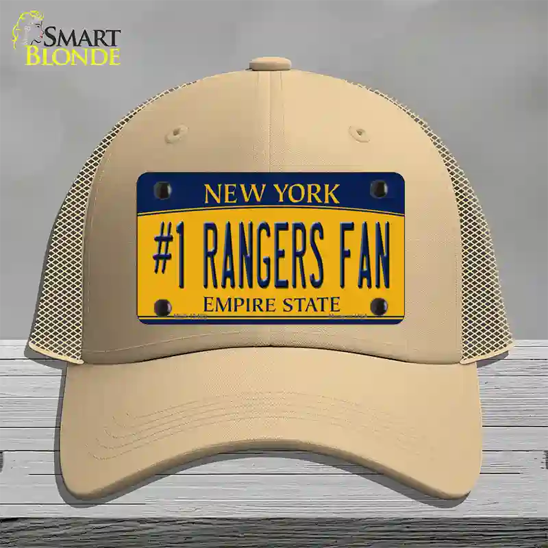 Number 1 Rangers Fan Novelty License Plate Hat Tag Mesh / Khaki