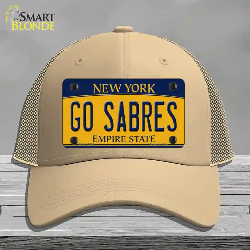 Go Sabres Novelty License Plate Hat Tag Mesh / Khaki