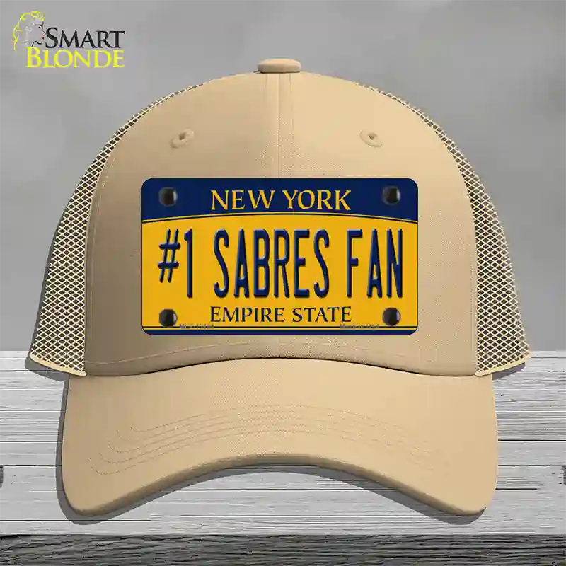 Number 1 Sabres Fan Novelty License Plate Hat Tag Mesh / Khaki