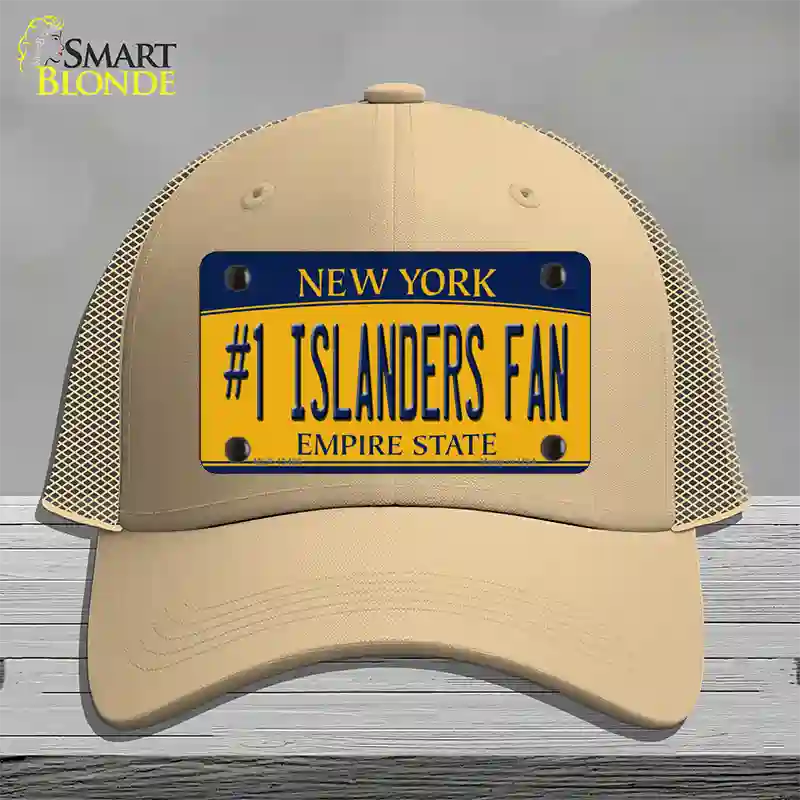 Number 1 Islanders Fan Novelty License Plate Hat Tag Mesh / Khaki