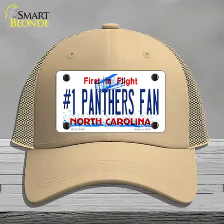 Number 1 Panthers Fan NC Novelty License Plate Hat Tag Mesh / Khaki