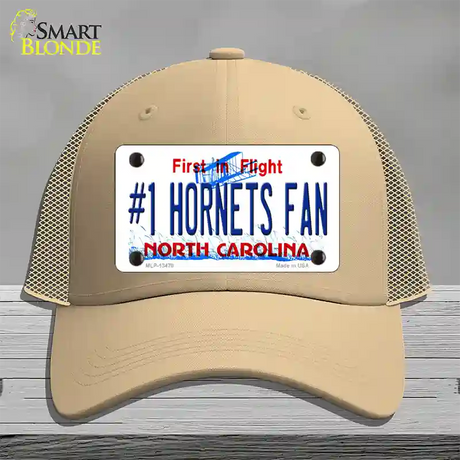 Number 1 Hornets Fan Novelty License Plate Hat Tag Mesh / Khaki