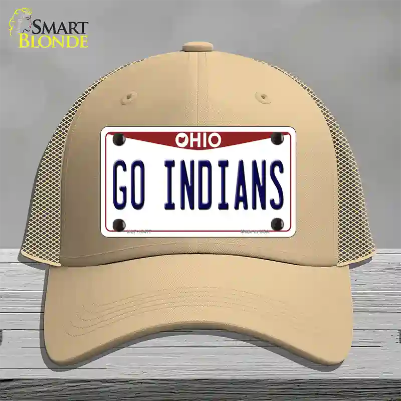 Go Indians Novelty License Plate Hat Tag Mesh / Khaki