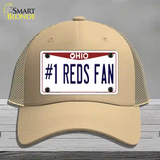 Number 1 Reds Fan Novelty License Plate Hat Tag Mesh / Khaki