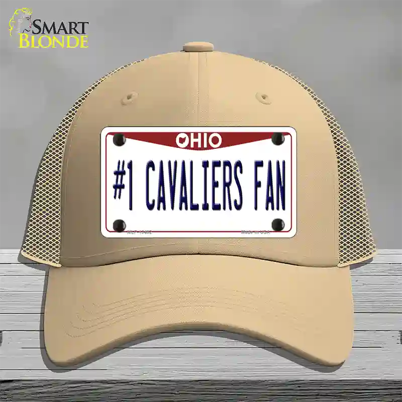 Number 1 Cavaliers Fan Novelty License Plate Hat Tag Mesh / Khaki